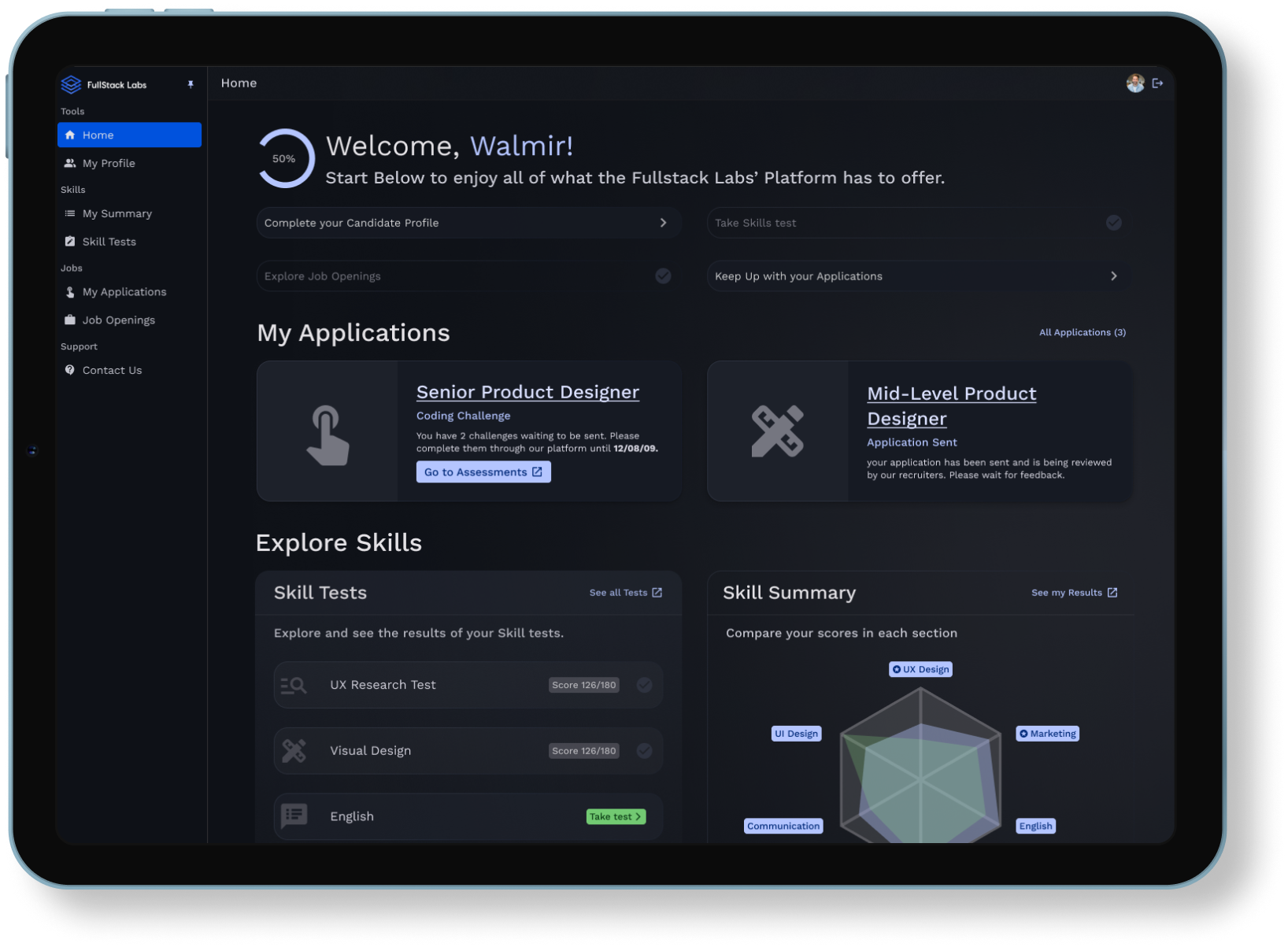Dashboard mockup