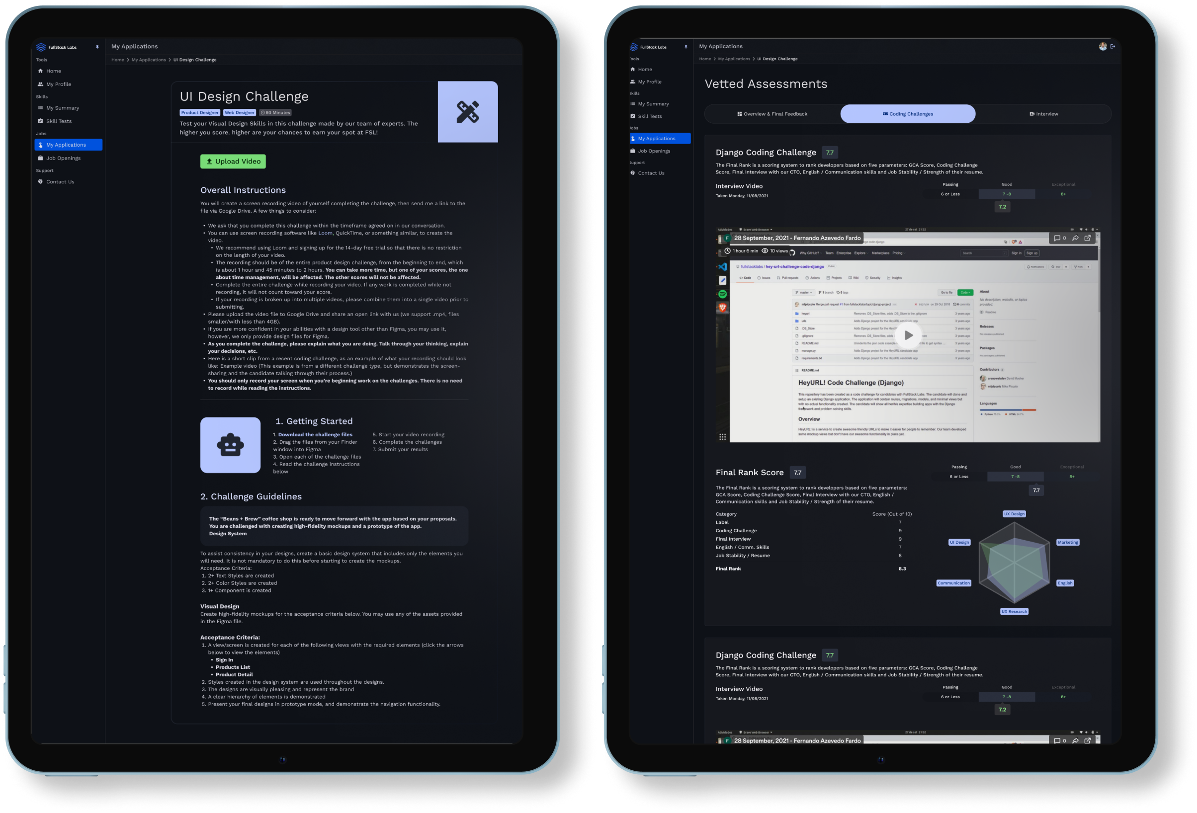 Assessments mockup
