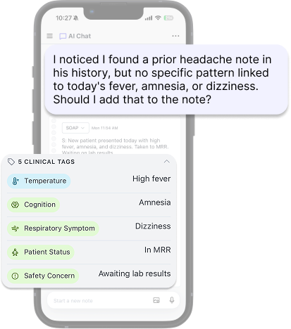 iPhone mockup showing the Logcare ThinkingDisclosure pattern in context
